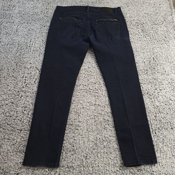 Ranbeeri Jeans Men 36x32 Blue Straight Leg Slim Rocker Dark Wash Stretch Denim - Picture 2 of 11